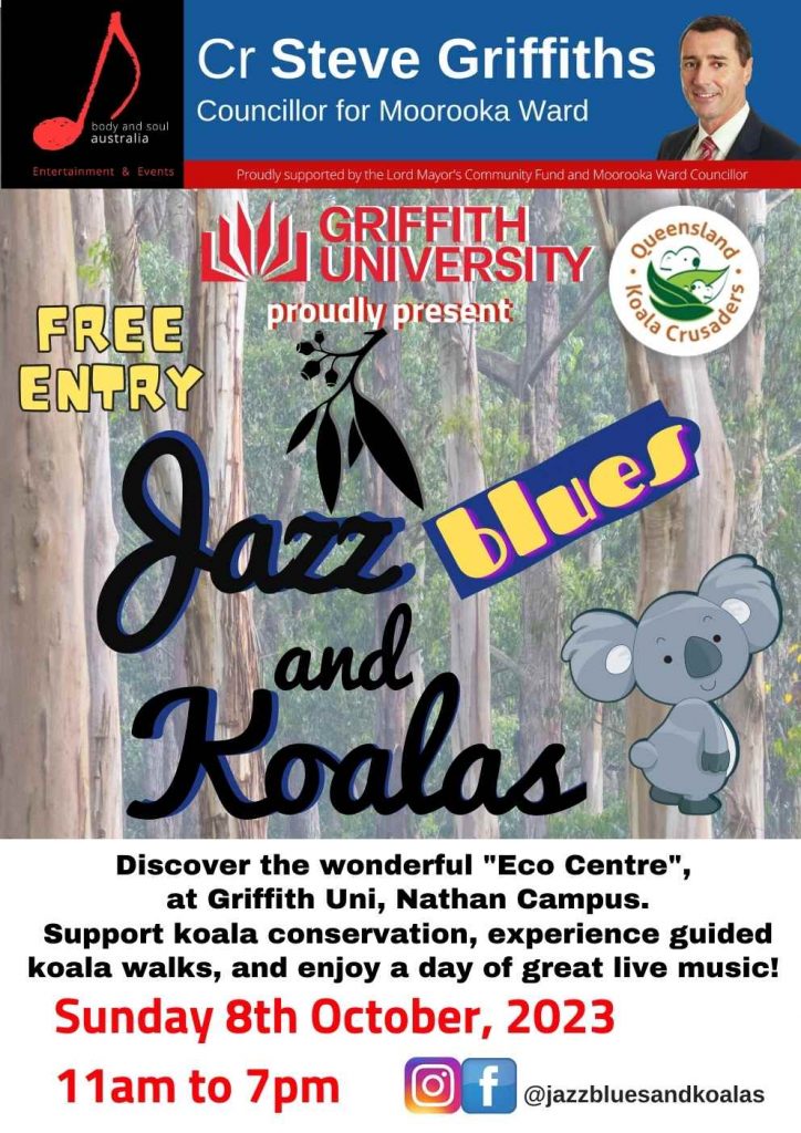 Jazz Blues and Koalas event On Sunday 8th October 2023 